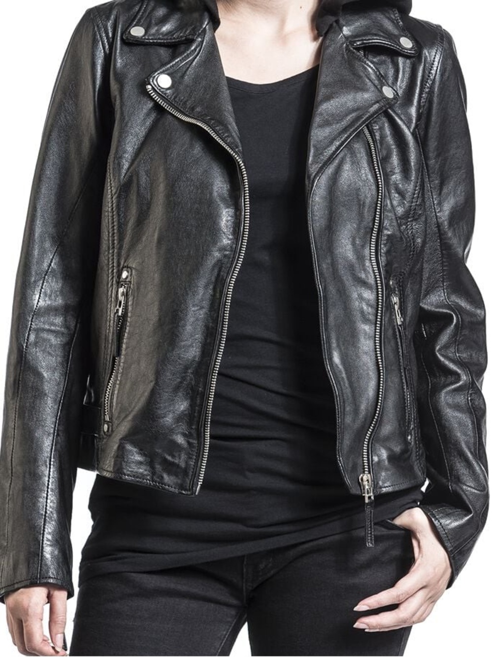MAURITIUS Raja Lambskin Leather Biker Jacket Motorcycle Moto Slim Fit Black